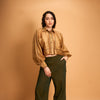 GREEN DENIM PLEAT PANT