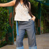 REVERSE BLUE DENIM PLEAT PANT