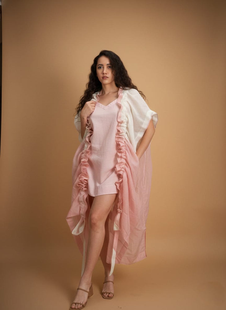 Blush Tie-Dye Chanderi Cape.