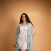 Mist Blue Tie-Dye Chanderi Cape